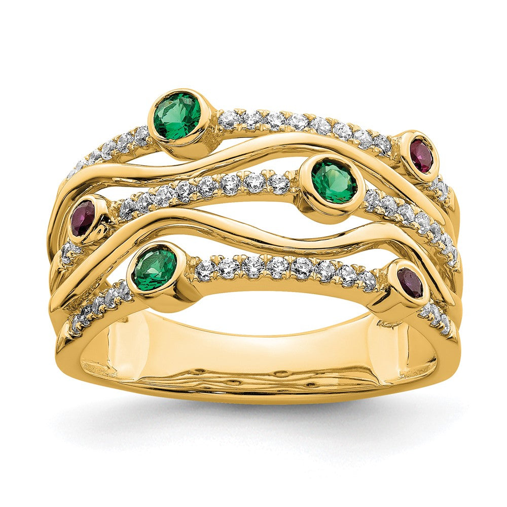 14k Yellow Gold Lab Grown Dia VS/SI+ G+ Cr.RU,EM Bezel Wave Ring