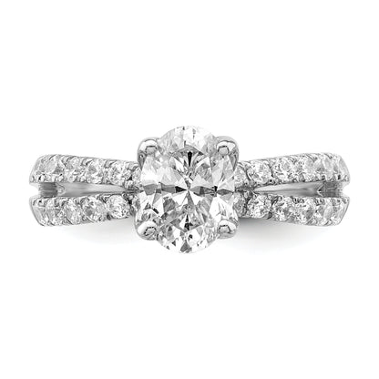 14k White Gold 5/8 Ct. Lab Grown Diamond VS/SI+ G+ 1 Ct. Center Oval Engagement Ring
