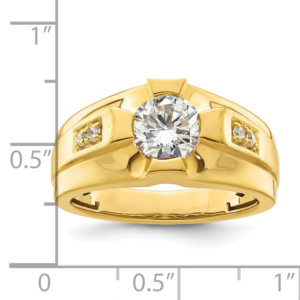 14k Yellow Gold 1/15 Ct. Lab Grown Diamond VS/SI+ G+ Men's Ring