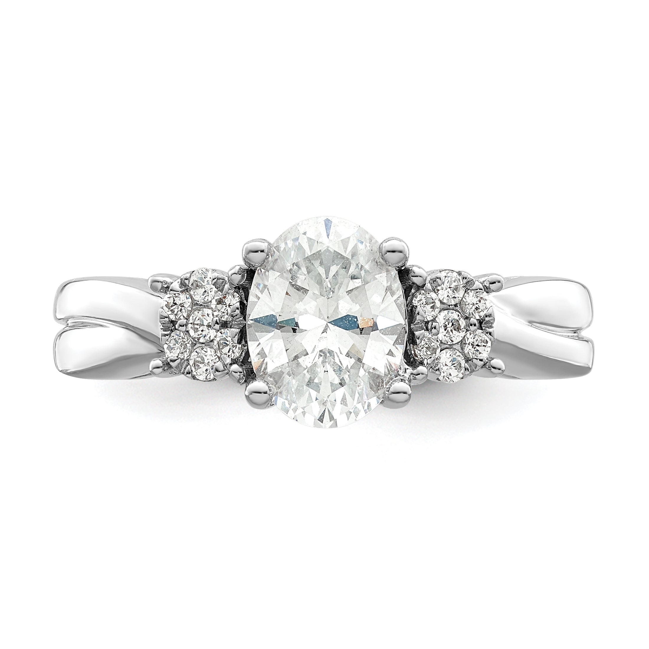 14k White Gold 1/5 Ct. Lab Grown Diamond VS/SI+ G+ 1 Ct. Center Oval Engagement Ring