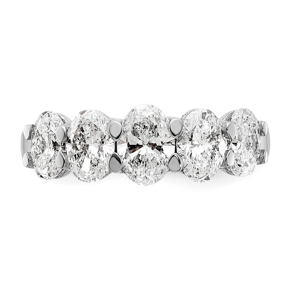 14K White Gold True Origin 2 Carat Lab Grown Diamond Vs D E F Graduated Complete Five Stone Oval Ring