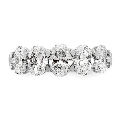 14K White Gold True Origin 2 Carat Lab Grown Diamond Vs D E F Graduated Complete Five Stone Oval Ring