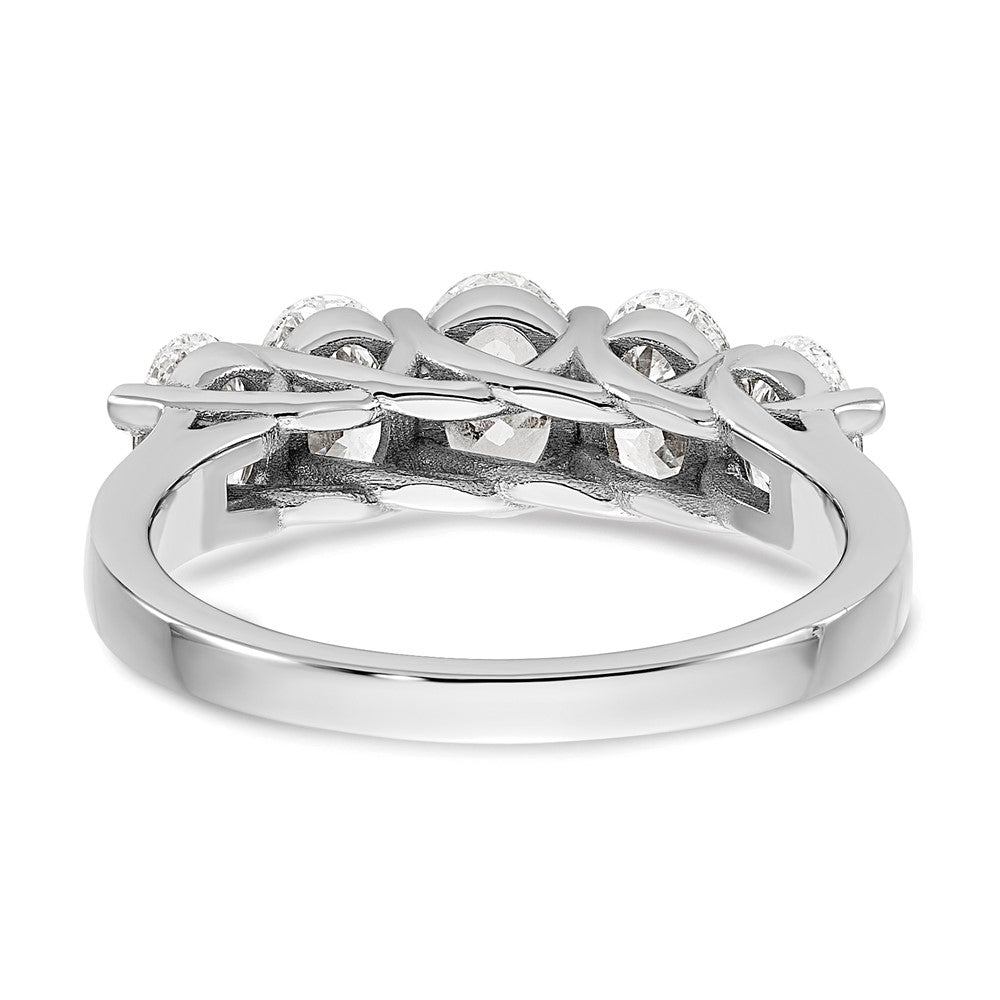 14K White Gold True Origin 2 Carat Lab Grown Diamond Vs D E F Graduated Complete Five Stone Oval Ring