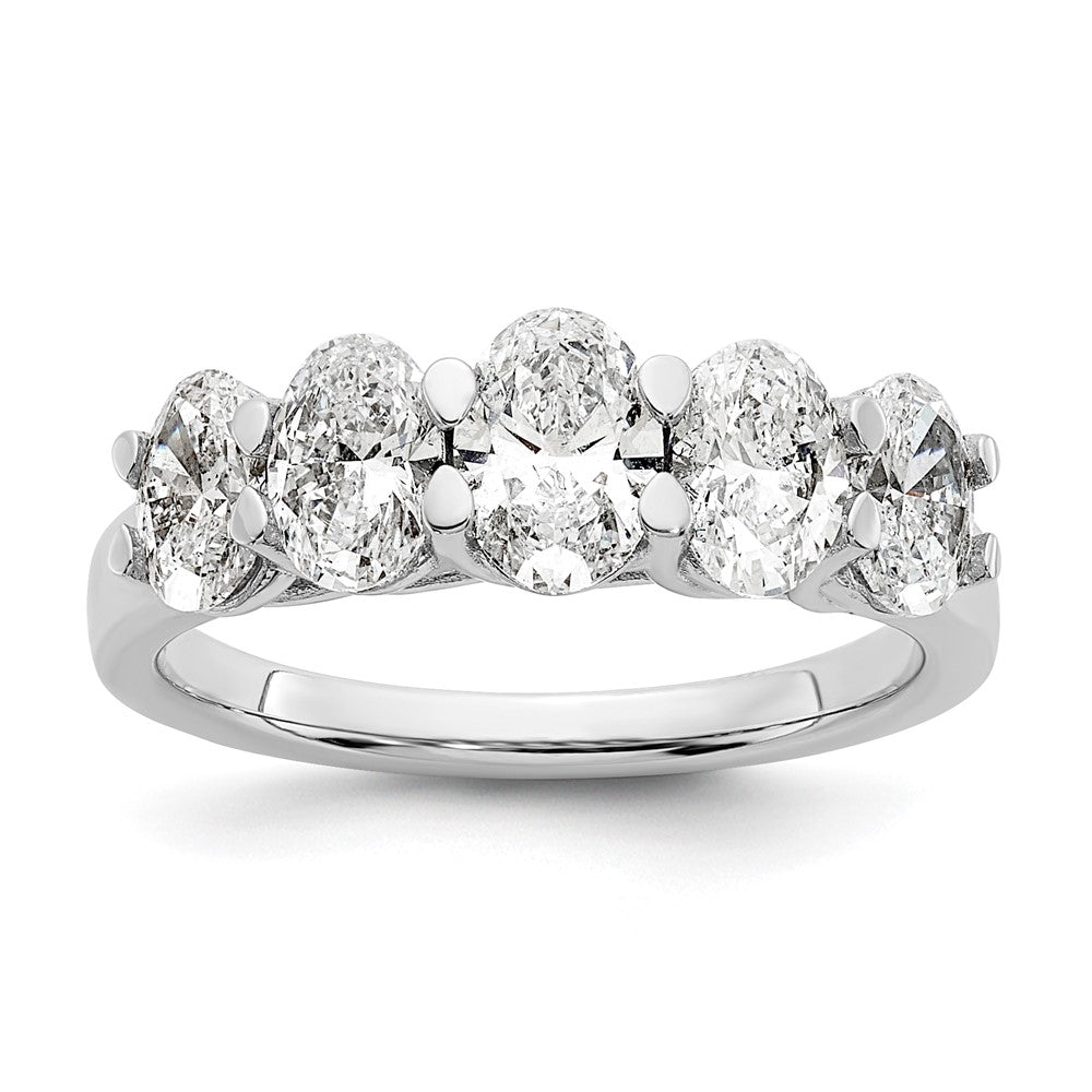 14K White Gold True Origin 2 Carat Lab Grown Diamond Vs D E F Graduated Complete Five Stone Oval Ring