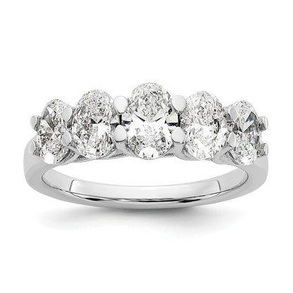 14K White Gold True Origin 2 Carat Lab Grown Diamond Vs D E F Graduated Complete Five Stone Oval Ring