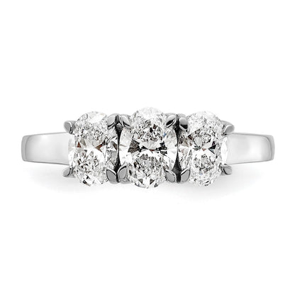 14K White Gold True Origin 1 1/4 Carat Vs Def Lab Grown Diamond Complete Three Stone Oval Ring