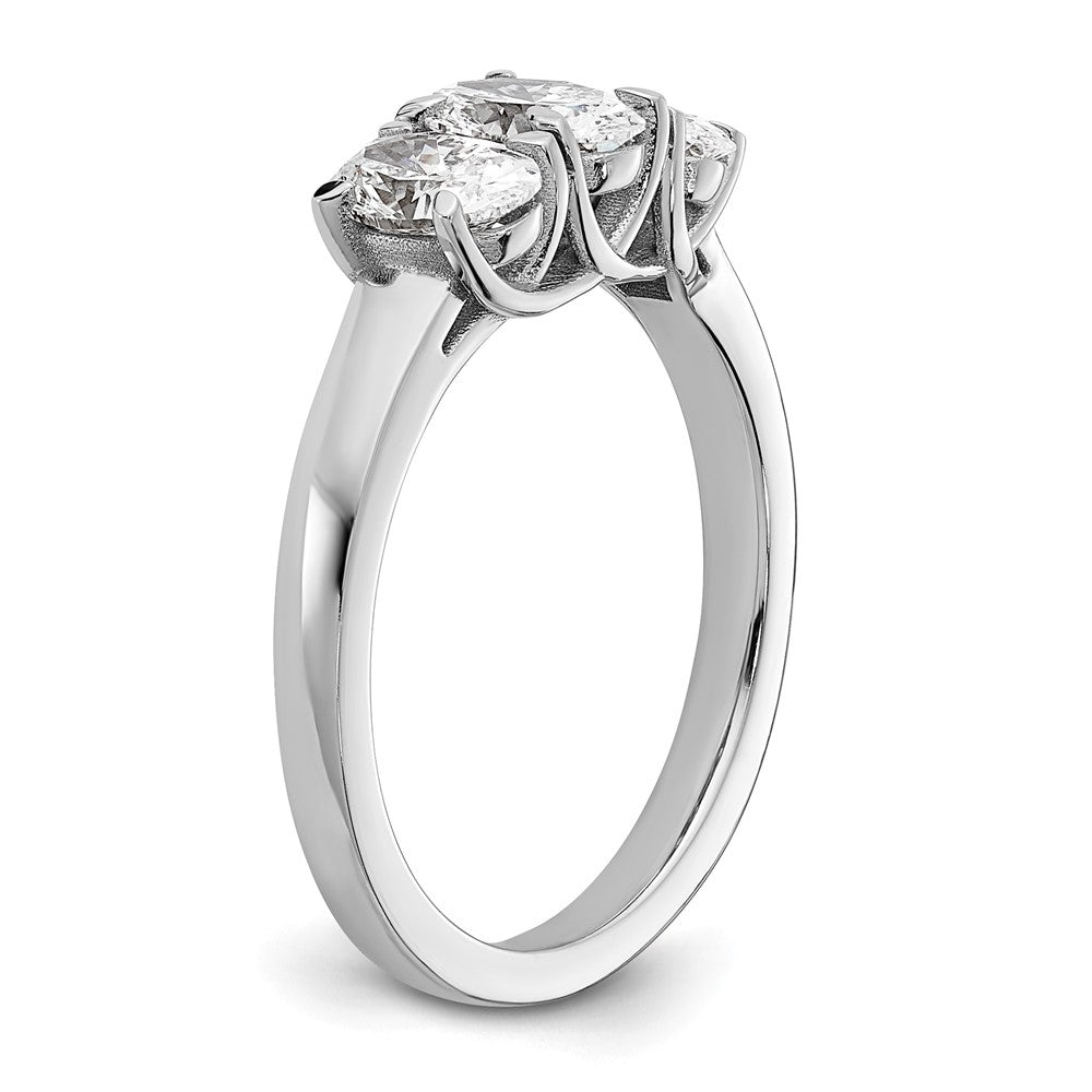 14K White Gold True Origin 1 1/4 Carat Vs Def Lab Grown Diamond Complete Three Stone Oval Ring