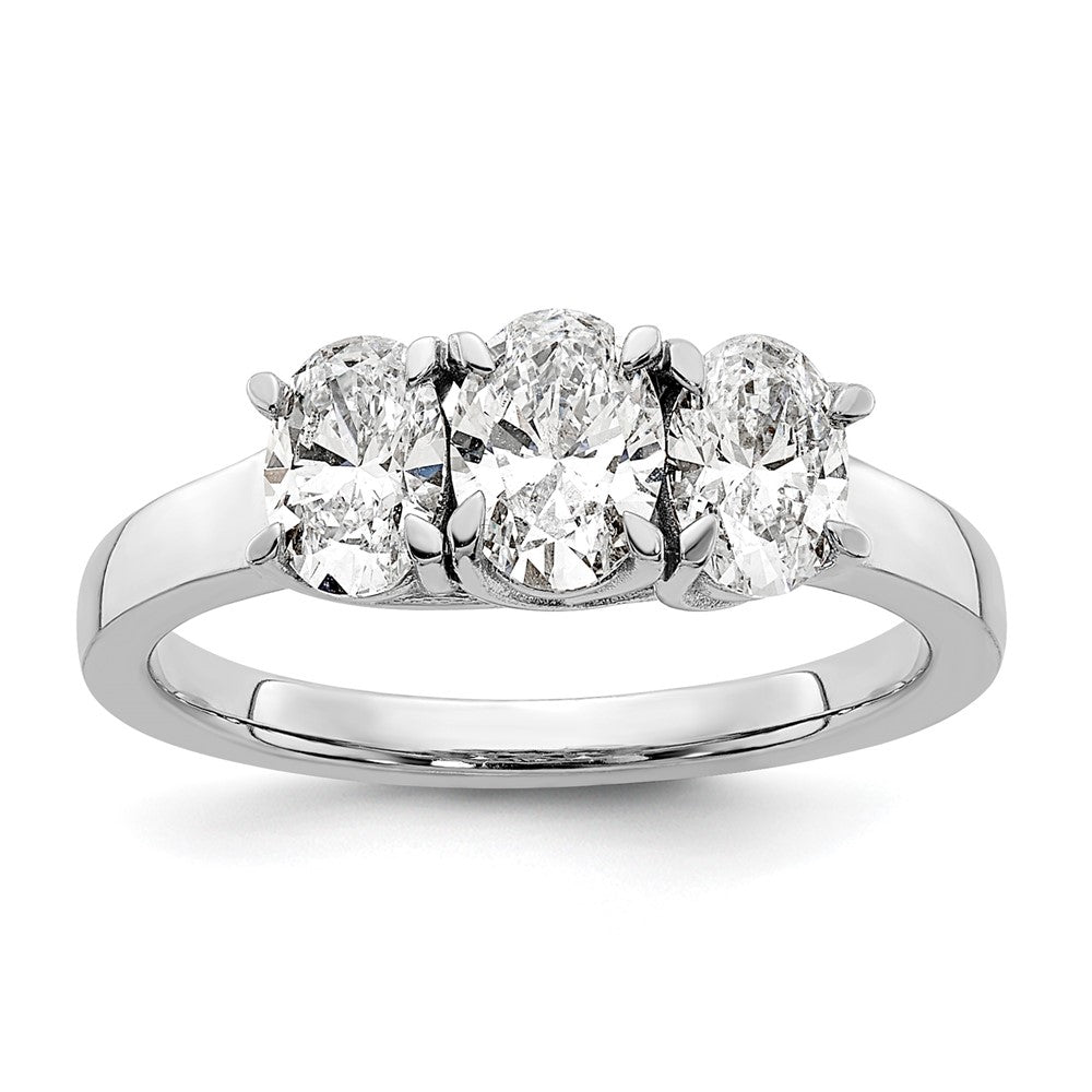 14K White Gold True Origin 1 1/4 Carat Vs Def Lab Grown Diamond Complete Three Stone Oval Ring