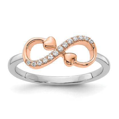 10K Two-Tone 10K White & Rose Polished Infinity Hearts Diamond Ring