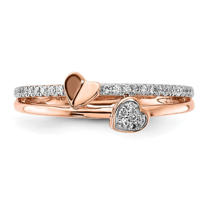 14k Rose Gold 1/8 Ct. Lab Grown Diamond VS/SI+ G+ Complete Hearts Ring