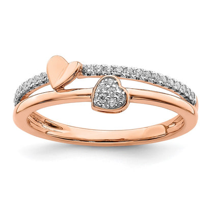 14k Rose Gold 1/8 Ct. Lab Grown Diamond VS/SI+ G+ Complete Hearts Ring