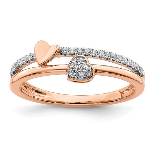 14k Rose Gold 1/8 Ct. Lab Grown Diamond VS/SI+ G+ Complete Hearts Ring