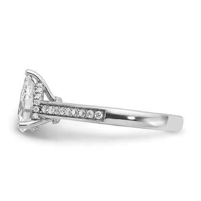 14K White Gold True Origin 1/4 Carat Lab Grown Diamond Vs D E F Semi Mount Pear Engagement Ring