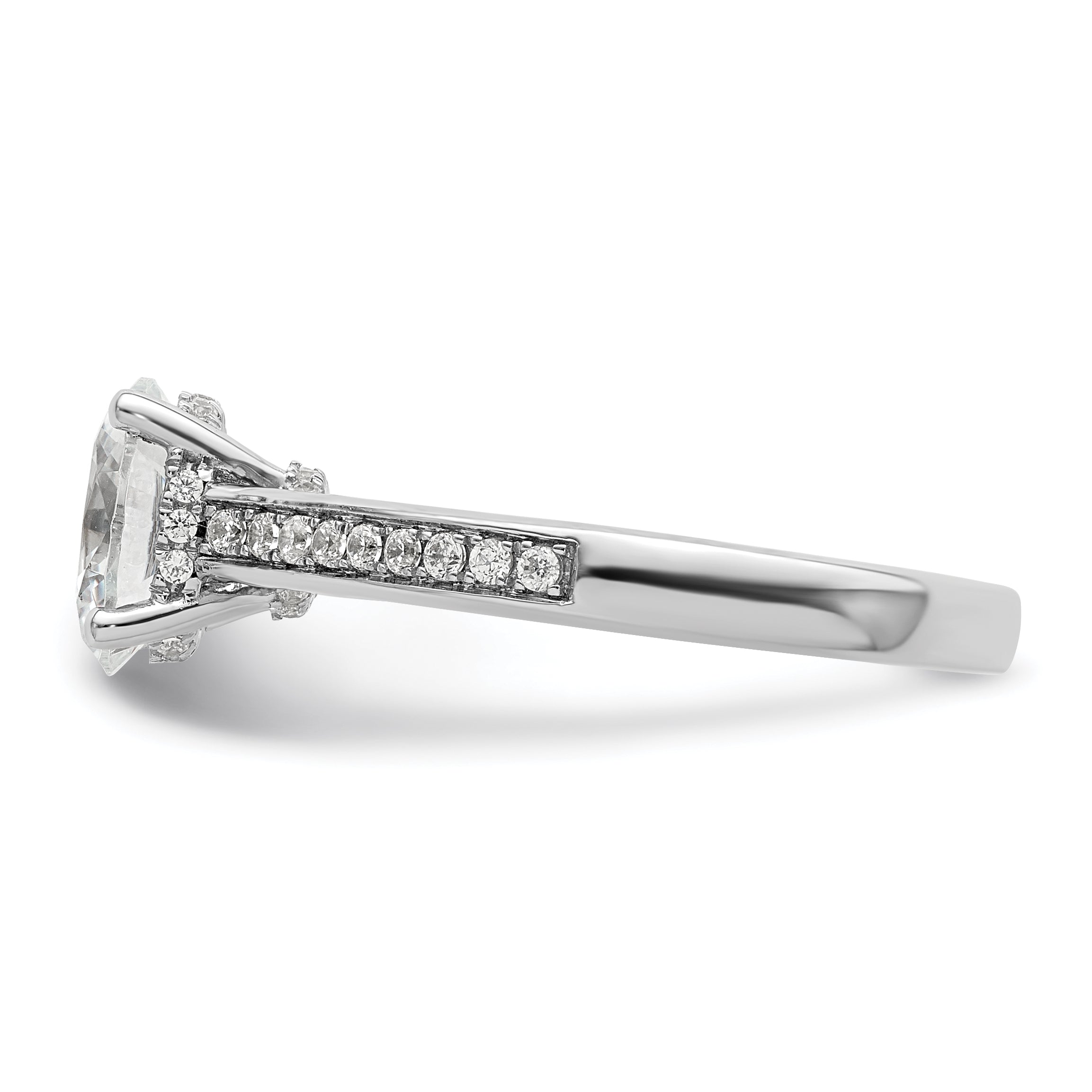 14K White Gold True Origin 1/5 Carat Lab Grown Diamond Vs D E F Semi Mount Oval Engagement Ring