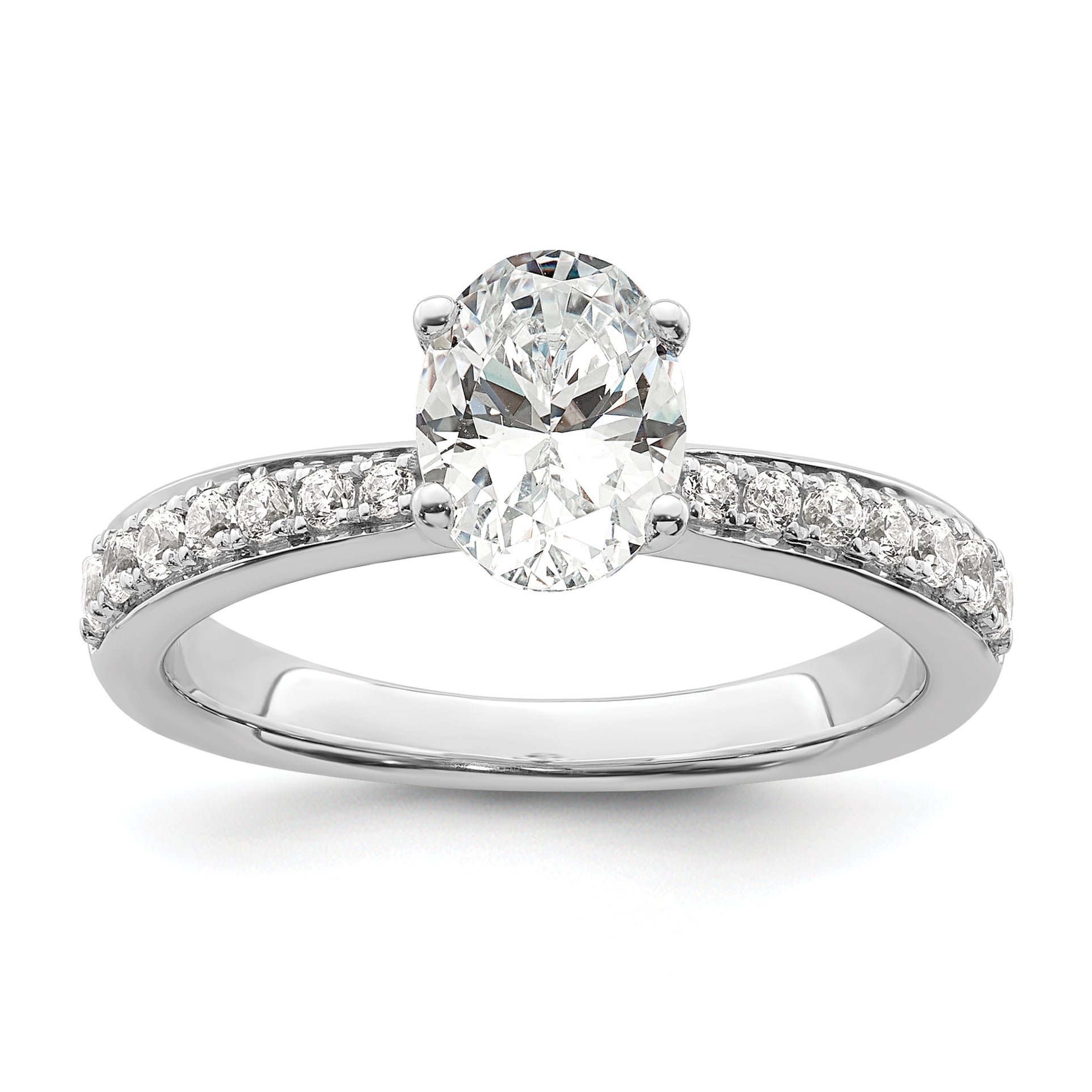 14K White Gold True Origin 1/4 Carat Lab Grown Diamond Vs D E F Semi Mount Oval Engagement Ring