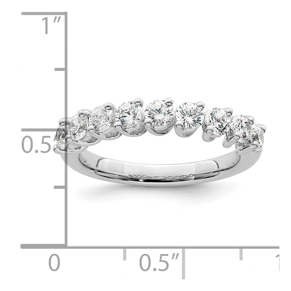 14k White Gold 1 Ct. Lab Grown Diamond VS/SI+ G+ Nine Stone Fashion band
