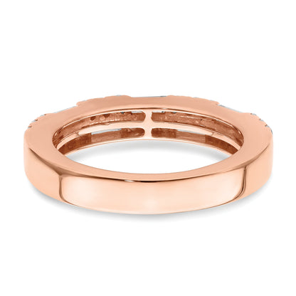 14K Rose Gold 1 Carat Round/Baguette Diamond Complete Wedding Band