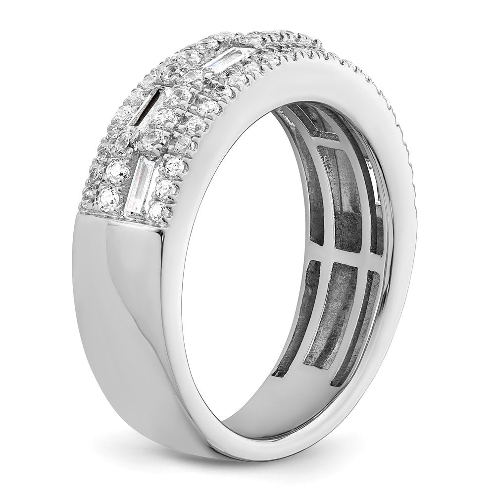 1.00ct. CZ Solid Real 14K White Gold Complete Wedding Band Ring