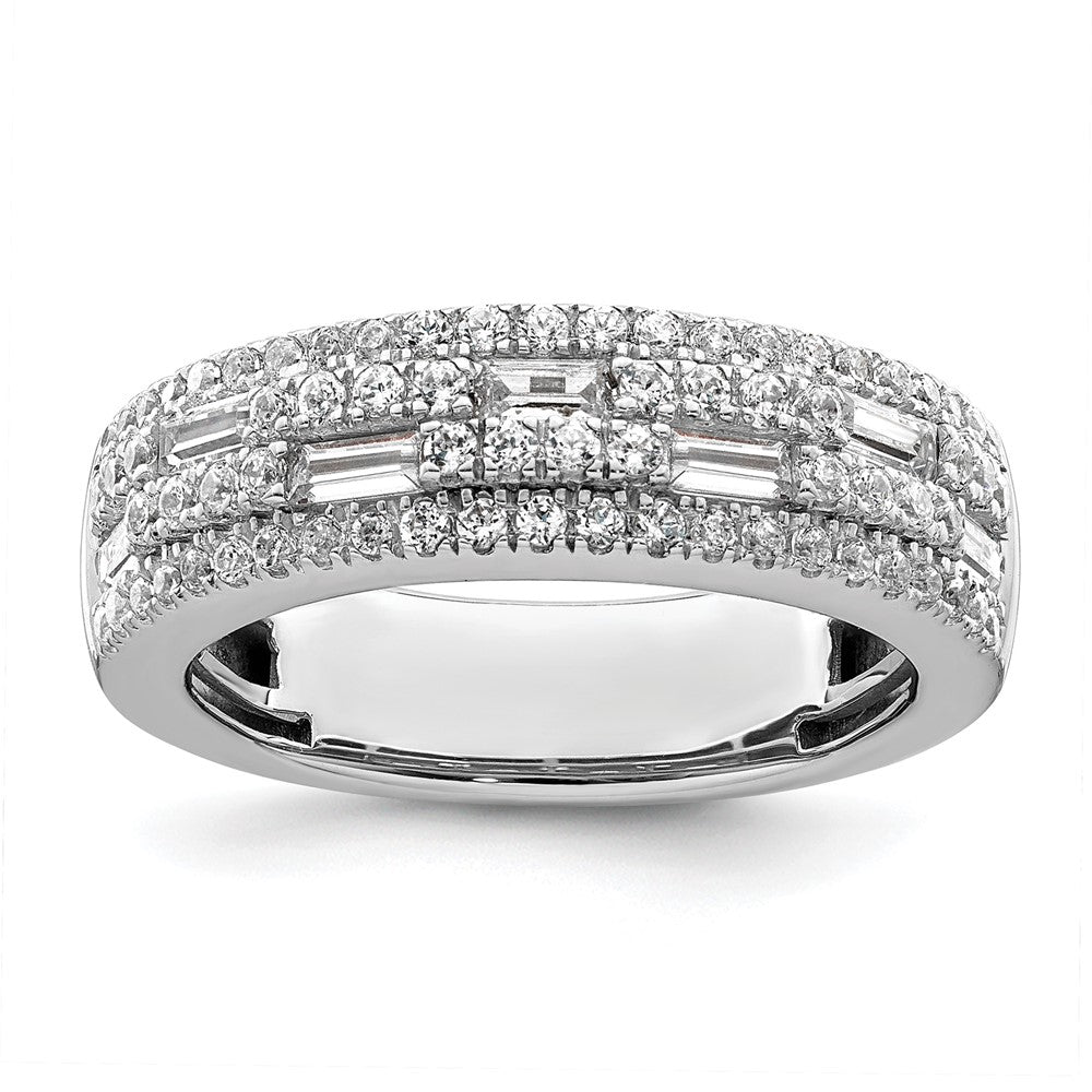 1.00ct. CZ Solid Real 14K White Gold Complete Wedding Band Ring