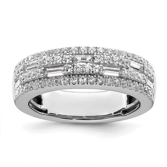 1.00ct. CZ Solid Real 14K White Gold Complete Wedding Band Ring