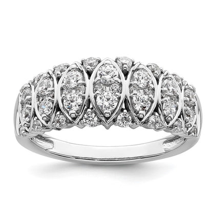 0.75ct. CZ Solid Real 14K White Gold Complete Wedding Band Ring