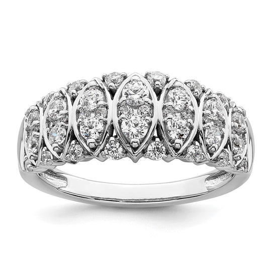 0.75ct. CZ Solid Real 14K White Gold Complete Wedding Band Ring