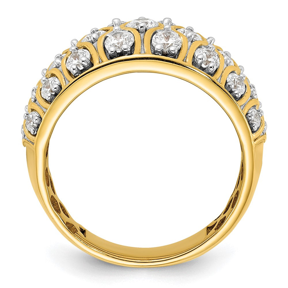 1.16ct. CZ Solid Real 14K Polished Complete Cluster Wedding Band Ring