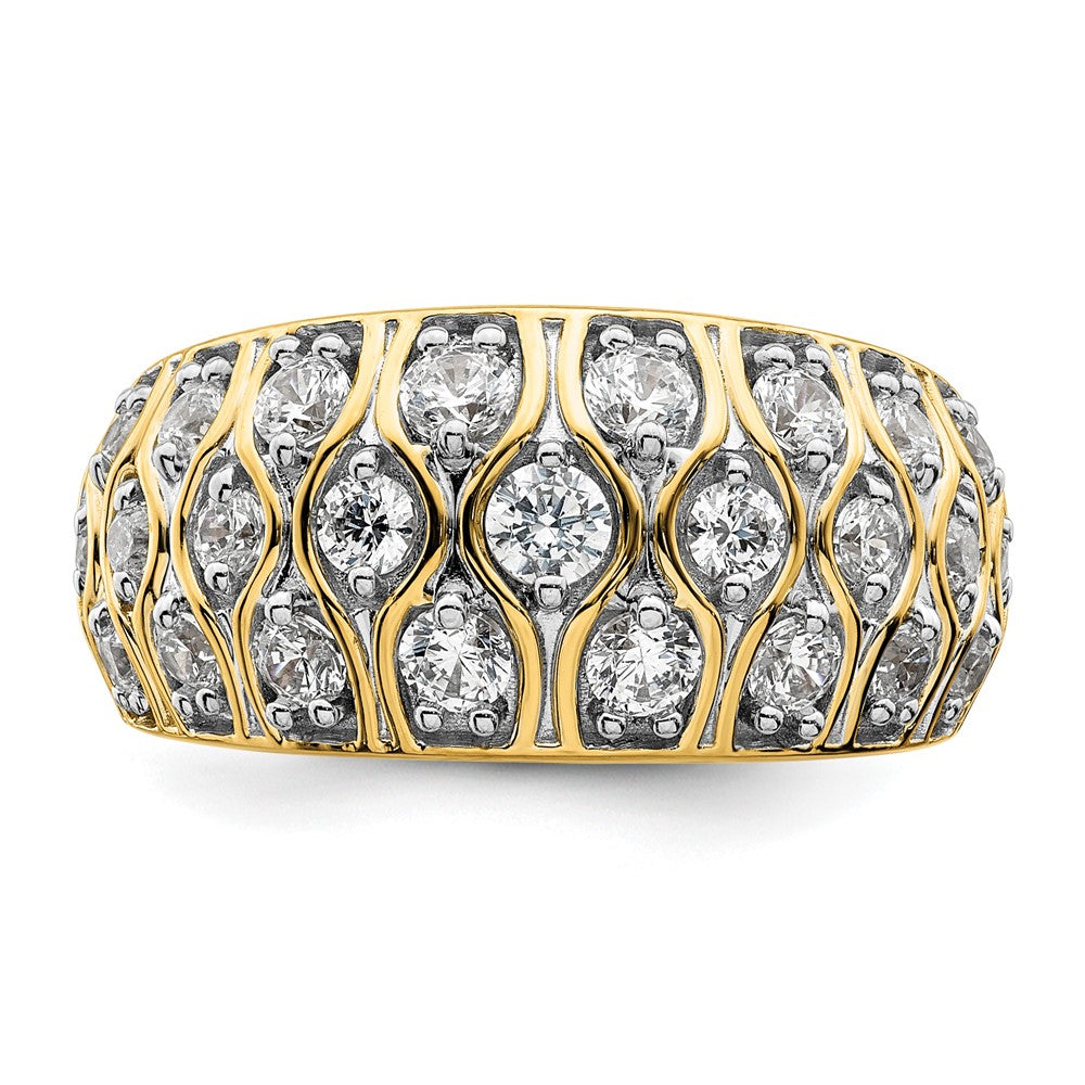 1.16ct. CZ Solid Real 14K Polished Complete Cluster Wedding Band Ring