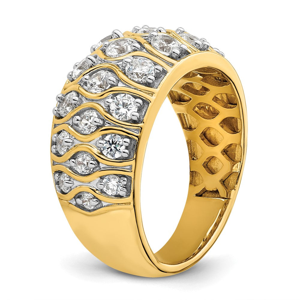 1.16ct. CZ Solid Real 14K Polished Complete Cluster Wedding Band Ring