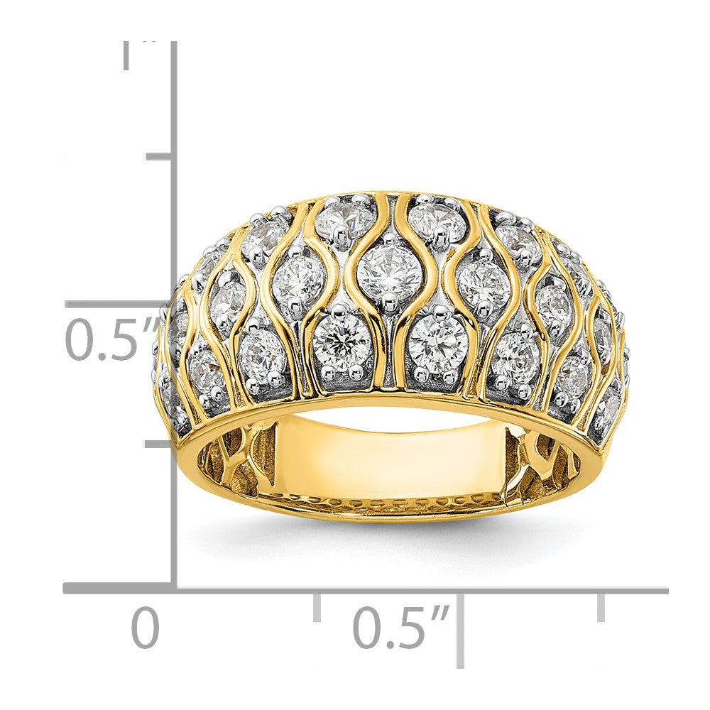 1.16ct. CZ Solid Real 14K Polished Complete Cluster Wedding Band Ring