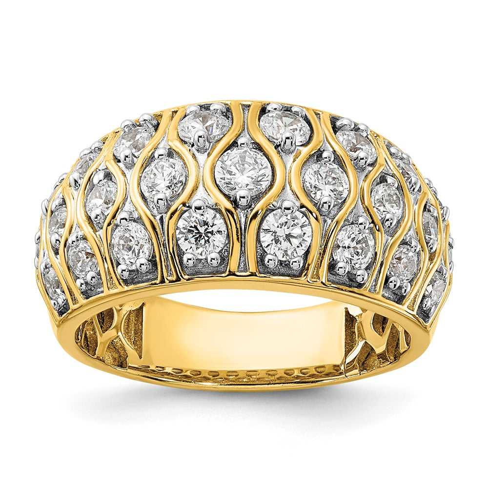 1.16ct. CZ Solid Real 14K Polished Complete Cluster Wedding Band Ring