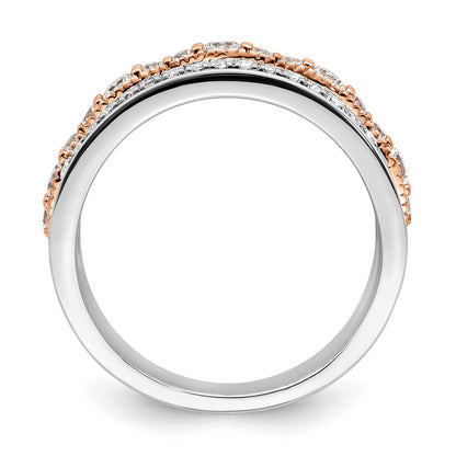 1.00ct. CZ Solid Real 14k White and Rose Gold Complete Wedding Wedding Band Ring