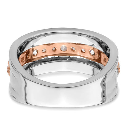 1.00ct. CZ Solid Real 14k White and Rose Gold Complete Wedding Wedding Band Ring