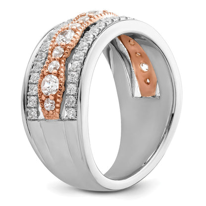 1.00ct. CZ Solid Real 14k White and Rose Gold Complete Wedding Wedding Band Ring