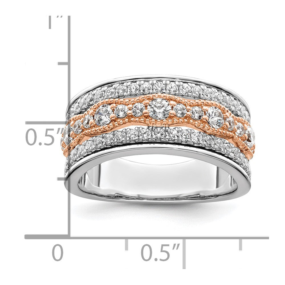 1.00ct. CZ Solid Real 14k White and Rose Gold Complete Wedding Wedding Band Ring