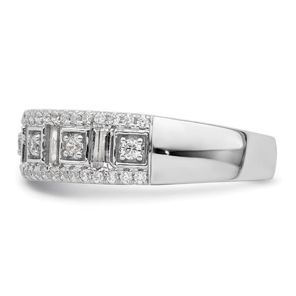 14K White Gold 7/8 Carat Round/Baguette Complete Diamond Band
