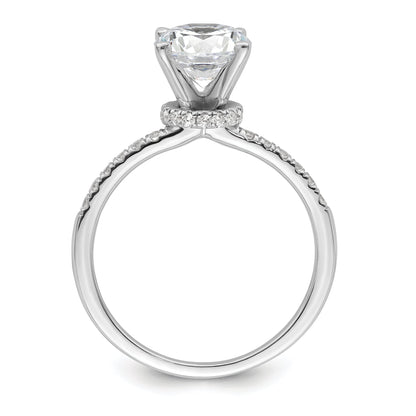 14K White Gold (Holds 1.5 Carat (7.5mm) Round Center) 1/4 Diamond Semi Mount Engagement Ring