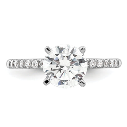14K White Gold (Holds 1.5 Carat (7.5mm) Round Center) 1/4 Diamond Semi Mount Engagement Ring