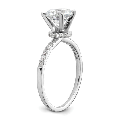 14K White Gold (Holds 1.5 Carat (7.5mm) Round Center) 1/4 Diamond Semi Mount Engagement Ring