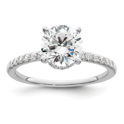 14K White Gold (Holds 1.5 Carat (7.5mm) Round Center) 1/4 Diamond Semi Mount Engagement Ring