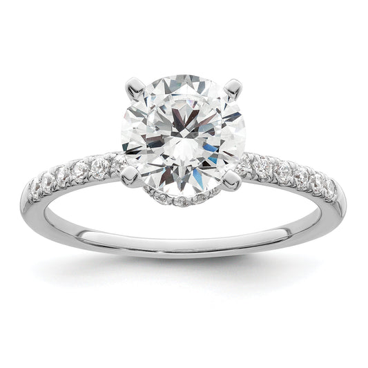14K White Gold (Holds 1.5 Carat (7.5mm) Round Center) 1/4 Diamond Semi Mount Engagement Ring