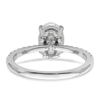 14K White Gold (Holds 1.5 Carat (8.8X6.5mm) Oval Center) 1/4 Diamond Semi Mount Engagement Ring