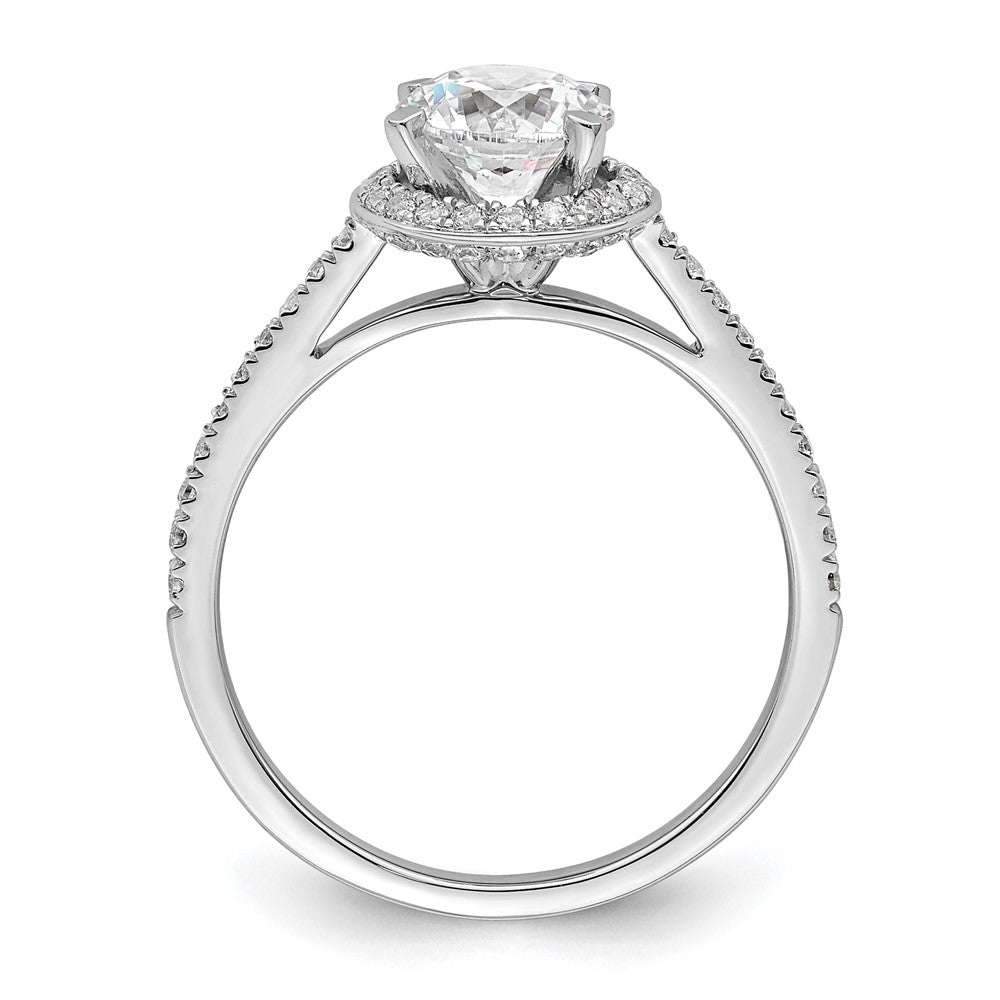 14K White Gold Vintage Halo (Holds 1 Carat (6.5mm) Round Center) 1/3 Diamond Semi Mount Engagement Ring