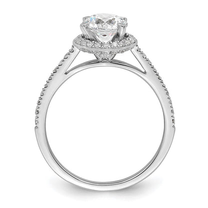 14K White Gold Vintage Halo (Holds 1 Carat (6.5mm) Round Center) 1/3 Diamond Semi Mount Engagement Ring