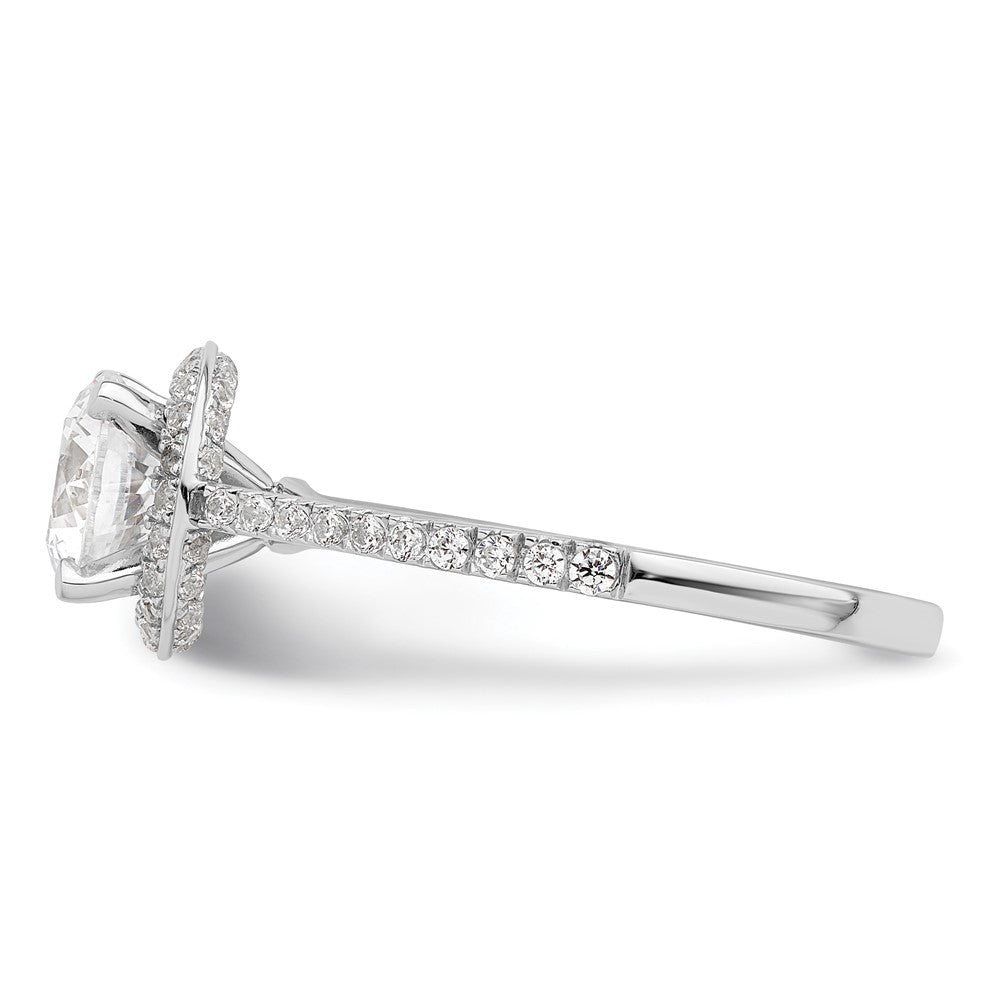 14K White Gold Vintage Halo (Holds 1 Carat (6.5mm) Round Center) 1/3 Diamond Semi Mount Engagement Ring