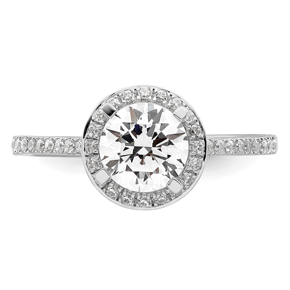 14K White Gold Vintage Halo (Holds 1 Carat (6.5mm) Round Center) 1/3 Diamond Semi Mount Engagement Ring