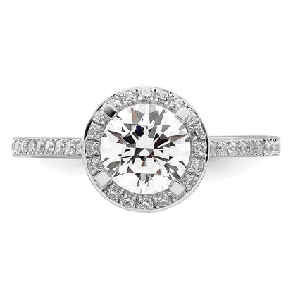 14K White Gold Vintage Halo (Holds 1 Carat (6.5mm) Round Center) 1/3 Diamond Semi Mount Engagement Ring