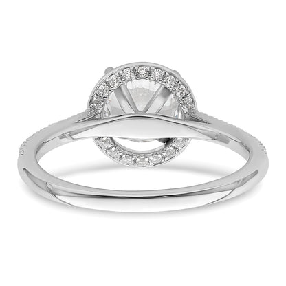 14K White Gold Vintage Halo (Holds 1 Carat (6.5mm) Round Center) 1/3 Diamond Semi Mount Engagement Ring