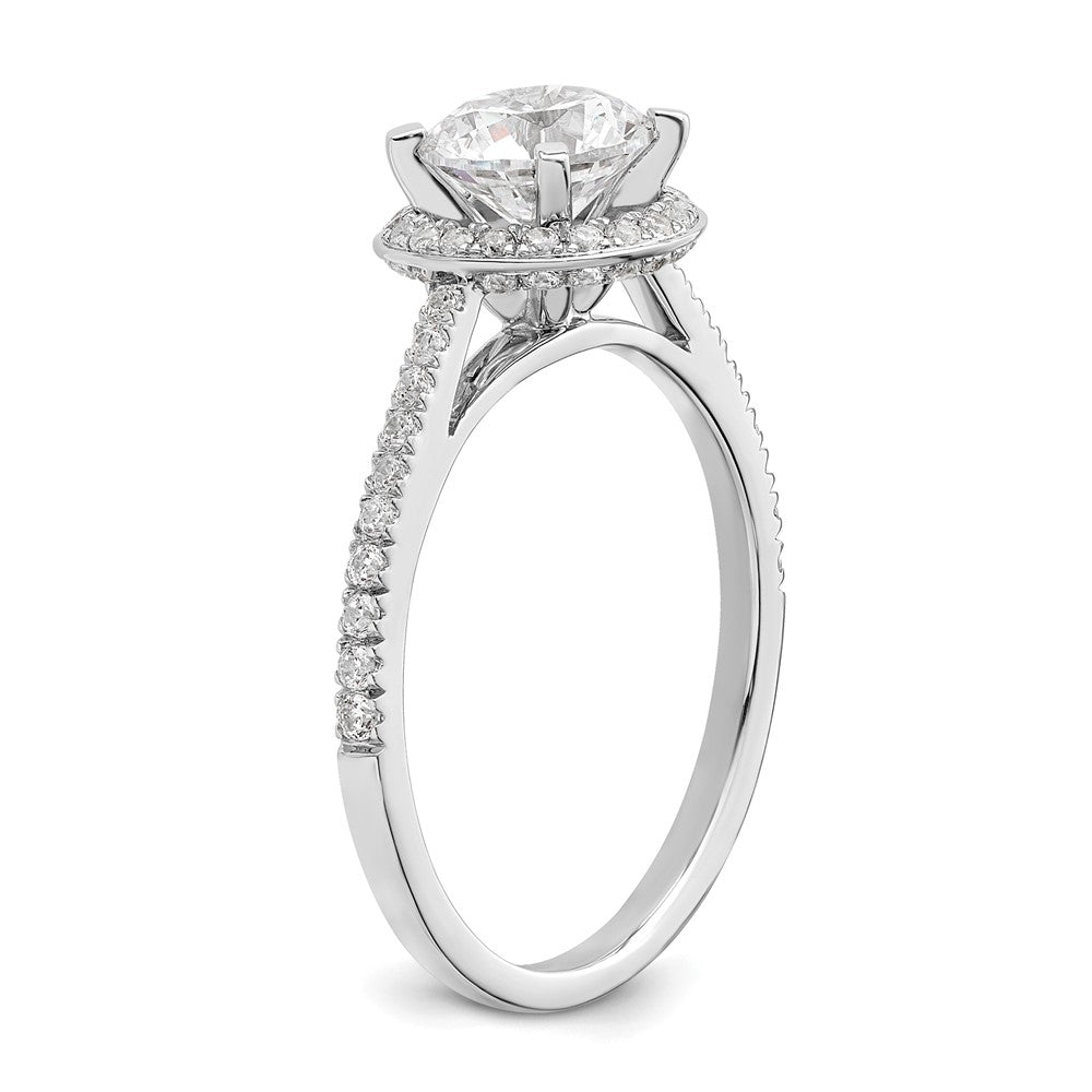 14K White Gold Vintage Halo (Holds 1 Carat (6.5mm) Round Center) 1/3 Diamond Semi Mount Engagement Ring