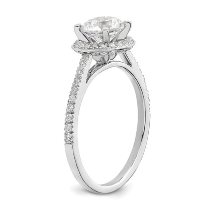 14K White Gold Vintage Halo (Holds 1 Carat (6.5mm) Round Center) 1/3 Diamond Semi Mount Engagement Ring